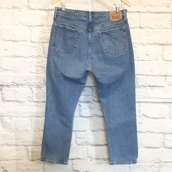 Levi’s 501 W32 (US 14/15) Cropped Jeans Straight Fit High Rise Womens Distressed - Picture 5 of 12